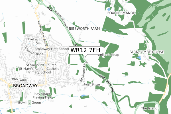 WR12 7FH map - small scale - OS Open Zoomstack (Ordnance Survey)