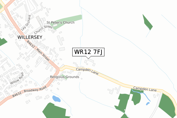 WR12 7FJ map - large scale - OS Open Zoomstack (Ordnance Survey)