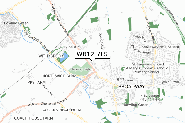 WR12 7FS map - small scale - OS Open Zoomstack (Ordnance Survey)