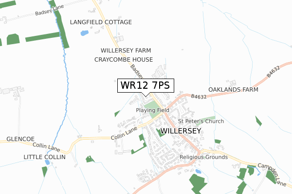 WR12 7PS map - small scale - OS Open Zoomstack (Ordnance Survey)