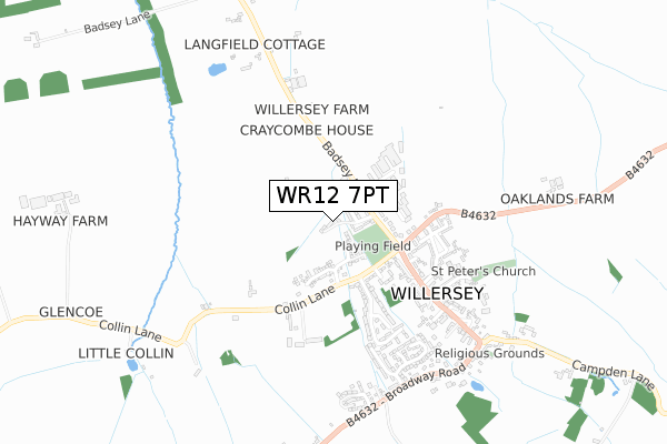 WR12 7PT map - small scale - OS Open Zoomstack (Ordnance Survey)