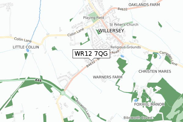 WR12 7QG map - small scale - OS Open Zoomstack (Ordnance Survey)