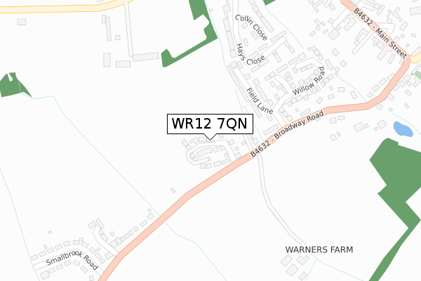 WR12 7QN map - large scale - OS Open Zoomstack (Ordnance Survey)