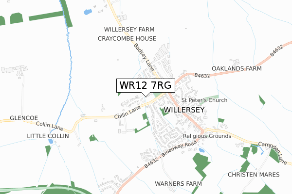 WR12 7RG map - small scale - OS Open Zoomstack (Ordnance Survey)
