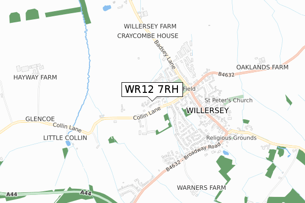 WR12 7RH map - small scale - OS Open Zoomstack (Ordnance Survey)
