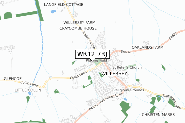 WR12 7RJ map - small scale - OS Open Zoomstack (Ordnance Survey)