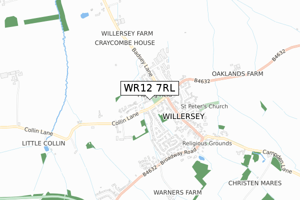 WR12 7RL map - small scale - OS Open Zoomstack (Ordnance Survey)