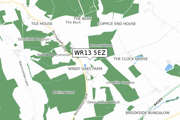 WR13 5EZ map - small scale - OS Open Zoomstack (Ordnance Survey)