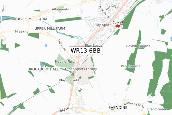 WR13 6BB map - small scale - OS Open Zoomstack (Ordnance Survey)