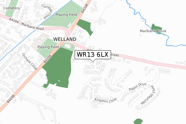WR13 6LX map - large scale - OS Open Zoomstack (Ordnance Survey)