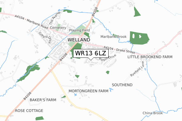 WR13 6LZ map - small scale - OS Open Zoomstack (Ordnance Survey) WR13 6LZ map - small scale - OS Open Zoomstack (Ordnance Survey)
