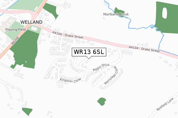 WR13 6SL map - large scale - OS Open Zoomstack (Ordnance Survey)