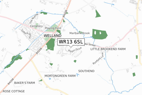WR13 6SL map - small scale - OS Open Zoomstack (Ordnance Survey)