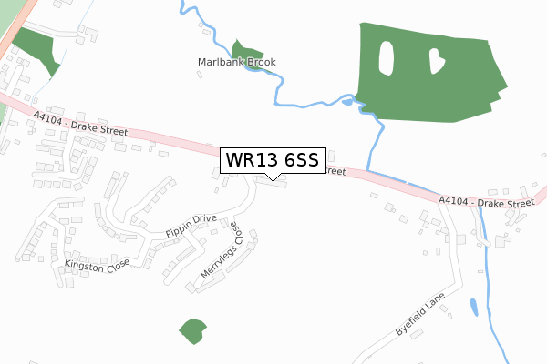 WR13 6SS map - large scale - OS Open Zoomstack (Ordnance Survey)