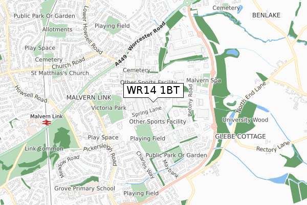 WR14 1BT map - small scale - OS Open Zoomstack (Ordnance Survey) WR14 1BT map - small scale - OS Open Zoomstack (Ordnance Survey)