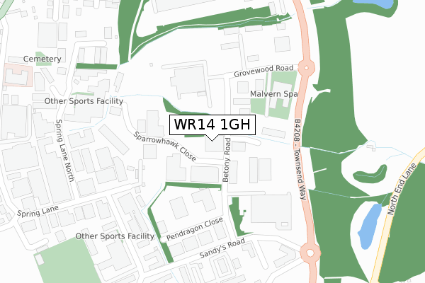 WR14 1GH map - large scale - OS Open Zoomstack (Ordnance Survey) WR14 1GH map - large scale - OS Open Zoomstack (Ordnance Survey)