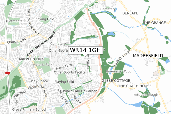 WR14 1GH map - small scale - OS Open Zoomstack (Ordnance Survey) WR14 1GH map - small scale - OS Open Zoomstack (Ordnance Survey)