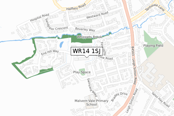 WR14 1SJ map - large scale - OS Open Zoomstack (Ordnance Survey)