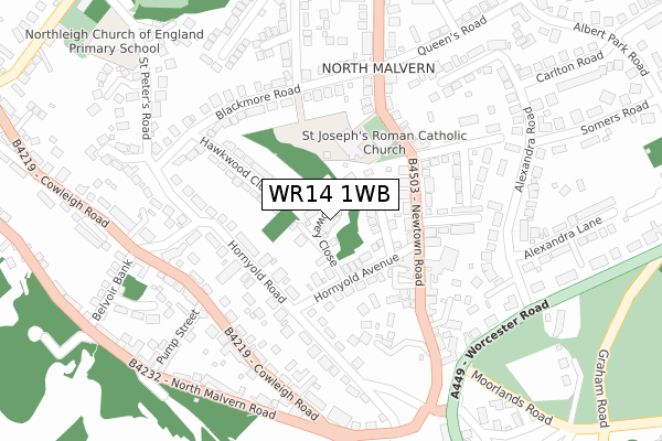 WR14 1WB map - large scale - OS Open Zoomstack (Ordnance Survey) WR14 1WB map - large scale - OS Open Zoomstack (Ordnance Survey)