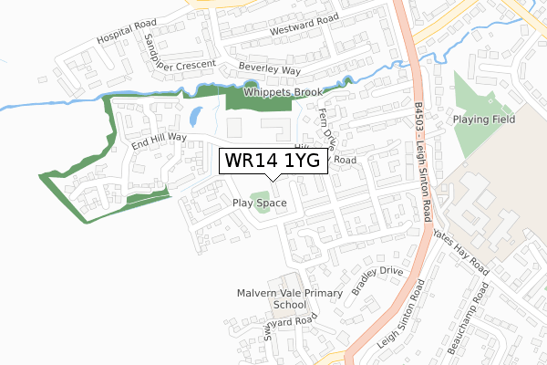 WR14 1YG map - large scale - OS Open Zoomstack (Ordnance Survey) WR14 1YG map - large scale - OS Open Zoomstack (Ordnance Survey)