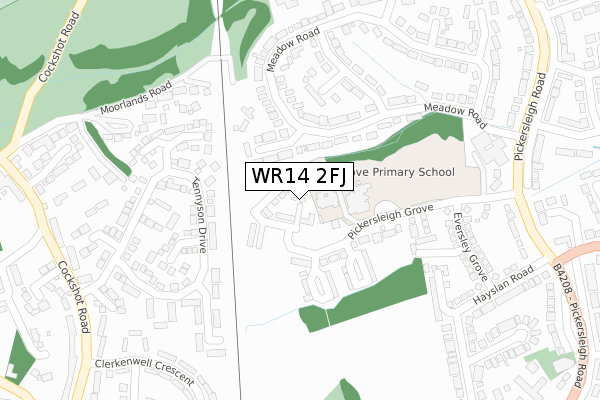 WR14 2FJ map - large scale - OS Open Zoomstack (Ordnance Survey)