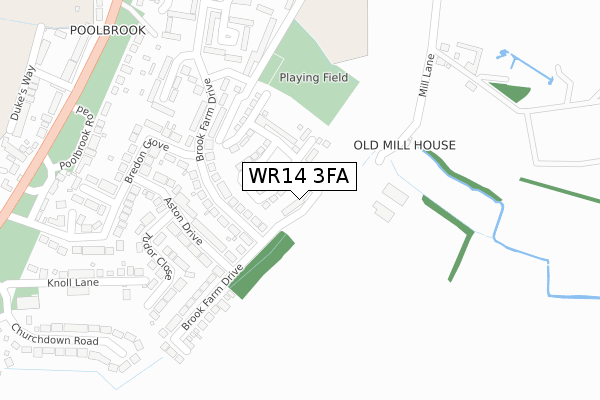 WR14 3FA map - large scale - OS Open Zoomstack (Ordnance Survey) WR14 3FA map - large scale - OS Open Zoomstack (Ordnance Survey)