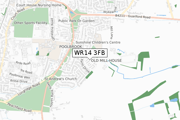 WR14 3FB map - small scale - OS Open Zoomstack (Ordnance Survey) WR14 3FB map - small scale - OS Open Zoomstack (Ordnance Survey)