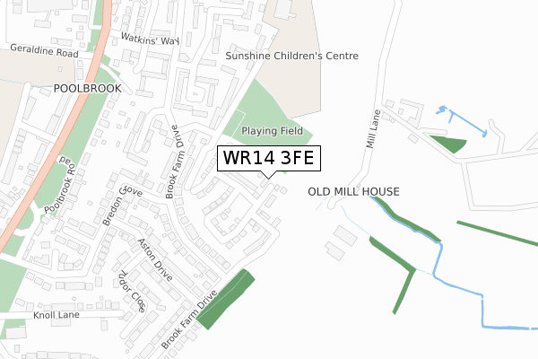 WR14 3FE map - large scale - OS Open Zoomstack (Ordnance Survey)