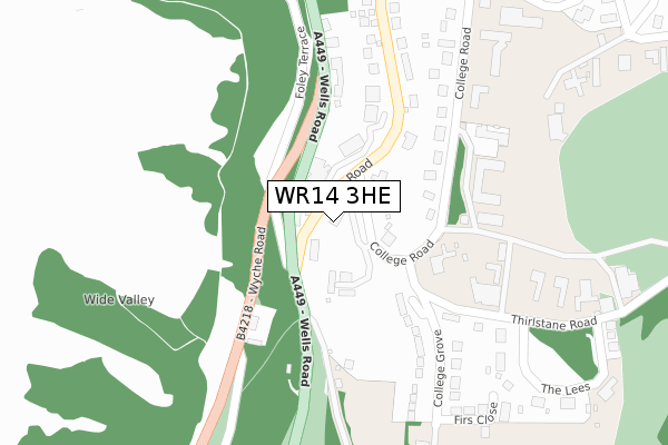 WR14 3HE map - large scale - OS Open Zoomstack (Ordnance Survey) WR14 3HE map - large scale - OS Open Zoomstack (Ordnance Survey)