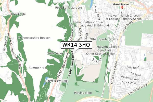 WR14 3HQ map - small scale - OS Open Zoomstack (Ordnance Survey)