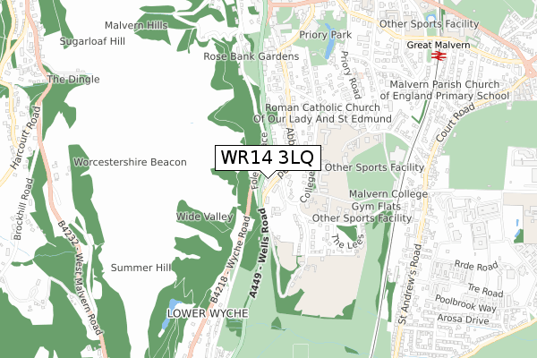 WR14 3LQ map - small scale - OS Open Zoomstack (Ordnance Survey) WR14 3LQ map - small scale - OS Open Zoomstack (Ordnance Survey)