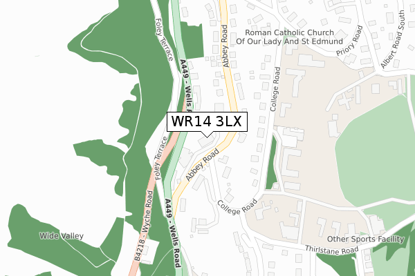 WR14 3LX map - large scale - OS Open Zoomstack (Ordnance Survey)