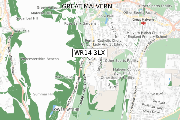 WR14 3LX map - small scale - OS Open Zoomstack (Ordnance Survey) WR14 3LX map - small scale - OS Open Zoomstack (Ordnance Survey)