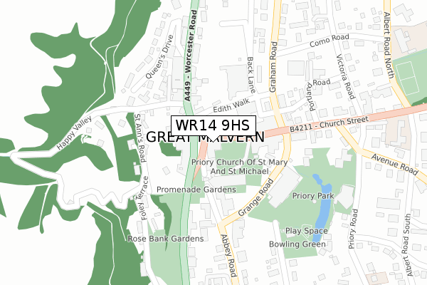 WR14 9HS map - large scale - OS Open Zoomstack (Ordnance Survey)