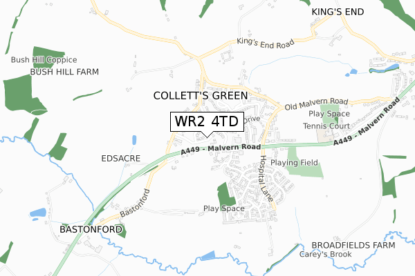 WR2 4TD map - small scale - OS Open Zoomstack (Ordnance Survey) WR2 4TD map - small scale - OS Open Zoomstack (Ordnance Survey)