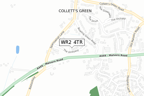 WR2 4TR map - large scale - OS Open Zoomstack (Ordnance Survey)