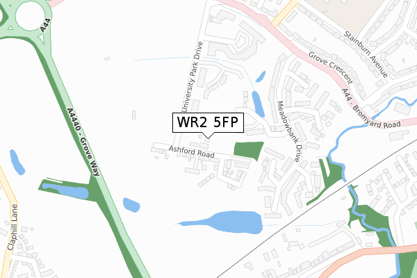WR2 5FP map - large scale - OS Open Zoomstack (Ordnance Survey)