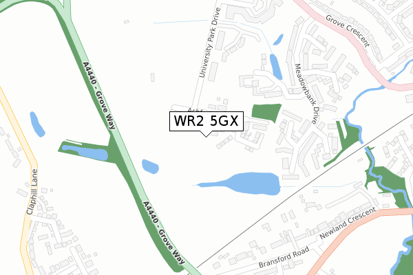 WR2 5GX map - large scale - OS Open Zoomstack (Ordnance Survey)