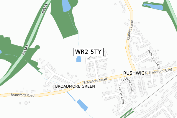 WR2 5TY map - large scale - OS Open Zoomstack (Ordnance Survey)