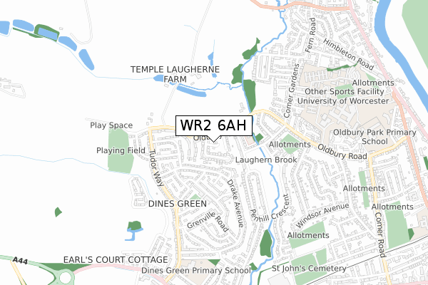 WR2 6AH map - small scale - OS Open Zoomstack (Ordnance Survey) WR2 6AH map - small scale - OS Open Zoomstack (Ordnance Survey)