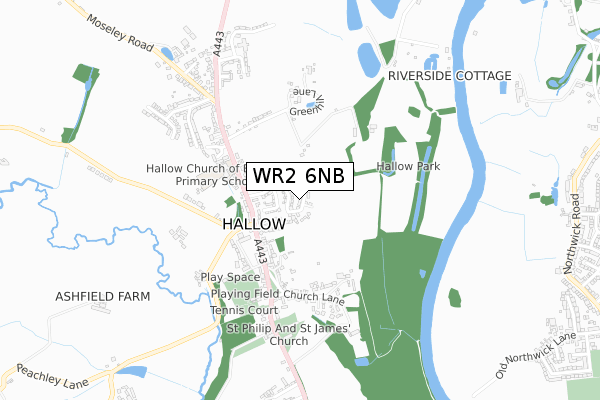 WR2 6NB map - small scale - OS Open Zoomstack (Ordnance Survey)