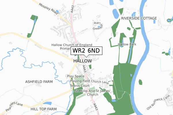 WR2 6ND map - small scale - OS Open Zoomstack (Ordnance Survey)