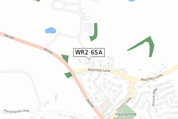 WR2 6SA map - large scale - OS Open Zoomstack (Ordnance Survey)