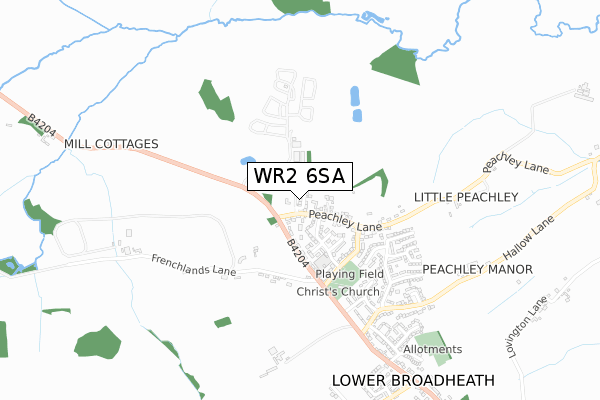 WR2 6SA map - small scale - OS Open Zoomstack (Ordnance Survey)