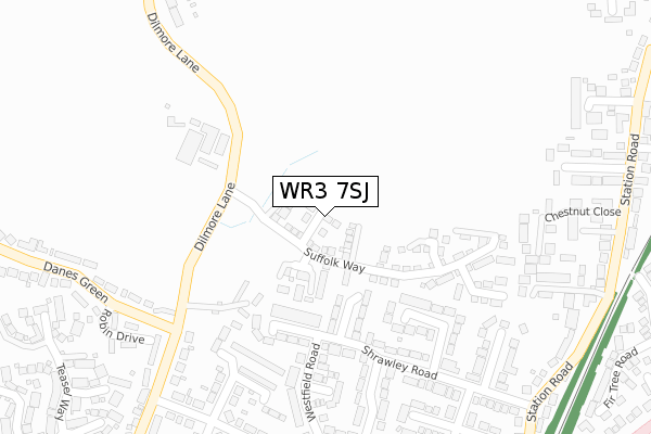 WR3 7SJ map - large scale - OS Open Zoomstack (Ordnance Survey)