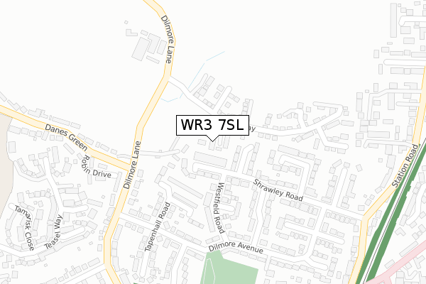 WR3 7SL map - large scale - OS Open Zoomstack (Ordnance Survey)