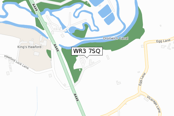 WR3 7SQ map - large scale - OS Open Zoomstack (Ordnance Survey)