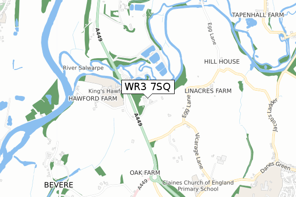 WR3 7SQ map - small scale - OS Open Zoomstack (Ordnance Survey)