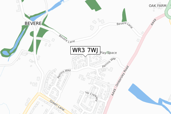 WR3 7WJ map - large scale - OS Open Zoomstack (Ordnance Survey) WR3 7WJ map - large scale - OS Open Zoomstack (Ordnance Survey)