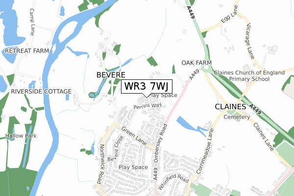 WR3 7WJ map - small scale - OS Open Zoomstack (Ordnance Survey) WR3 7WJ map - small scale - OS Open Zoomstack (Ordnance Survey)